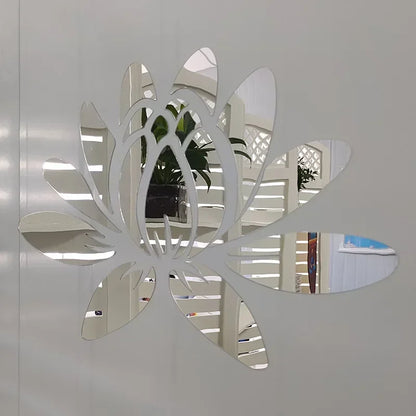 Lotus 3D Acrylic Mirror Wall Sticker | Reflective Home Decoration for Living Room, Bedroom & Office