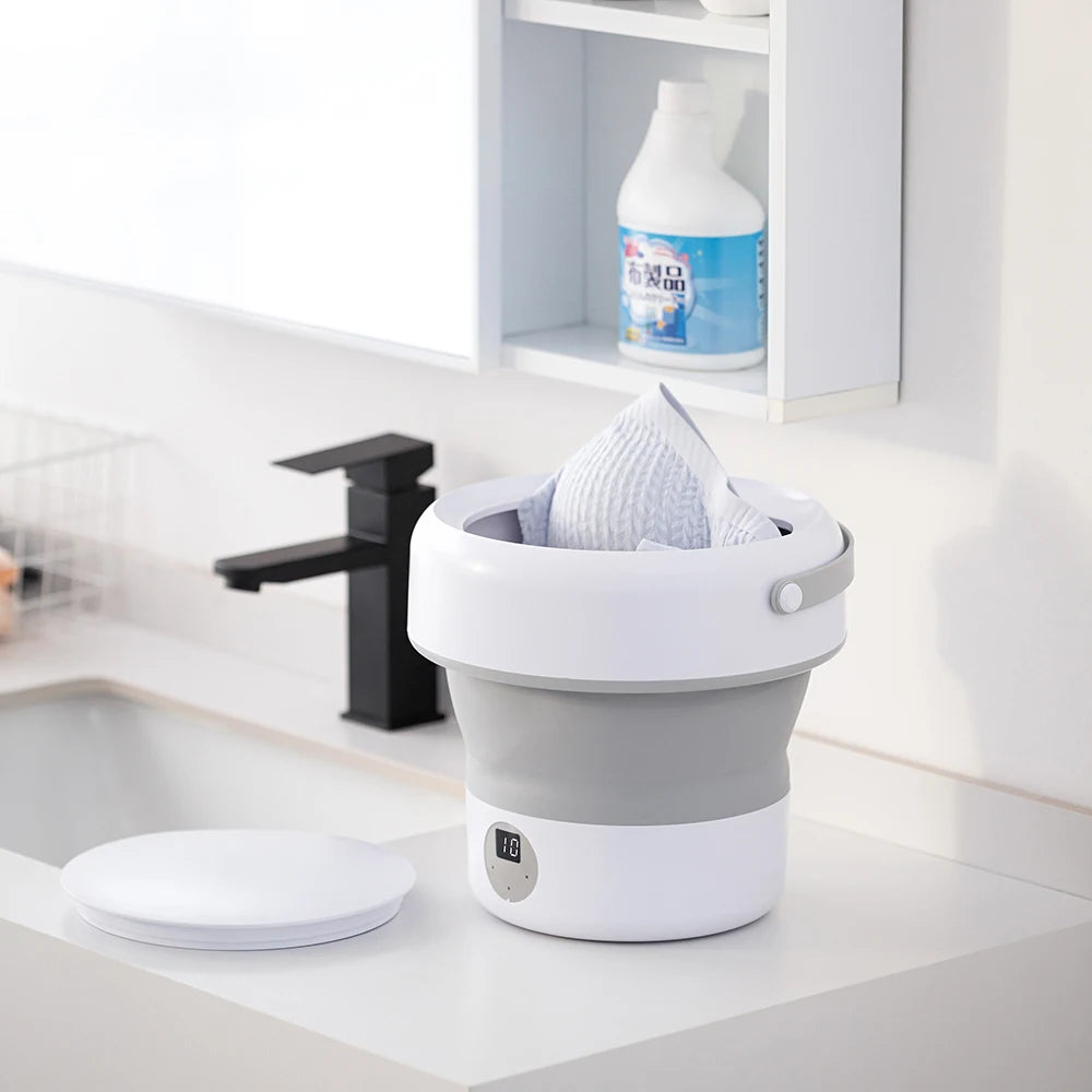 6L/11L Foldable Portable Washing Machine with Spin Dryer | Ultrasonic Mini Washer for Clothes, Underwear & Travel Use