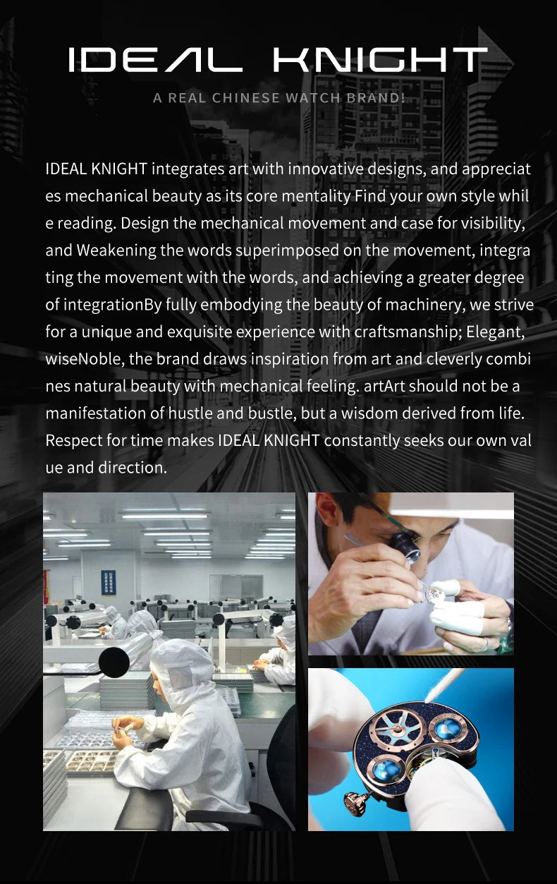 IDEAL KNIGHT 6808 Man Watch Blue Earth Dial Hollow Mechanical Watches For Men Waterproof Tourbillon Men's Automatic Wristwatches