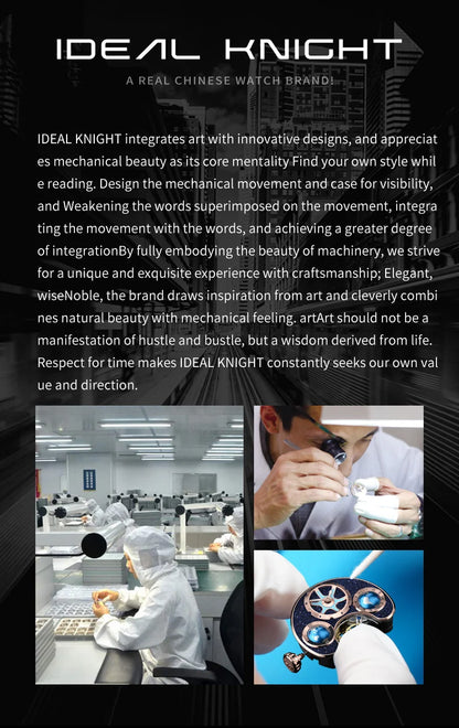 IDEAL KNIGHT 6808 Man Watch Blue Earth Dial Hollow Mechanical Watches For Men Waterproof Tourbillon Men's Automatic Wristwatches