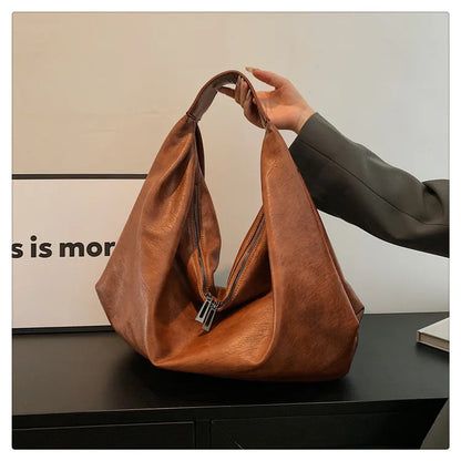Big Black Shoulder Bags for Women Large Hobo Shopper Bag Solid Color Quality Soft Leather Crossbody Handbag Lady Travel Tote Bag
