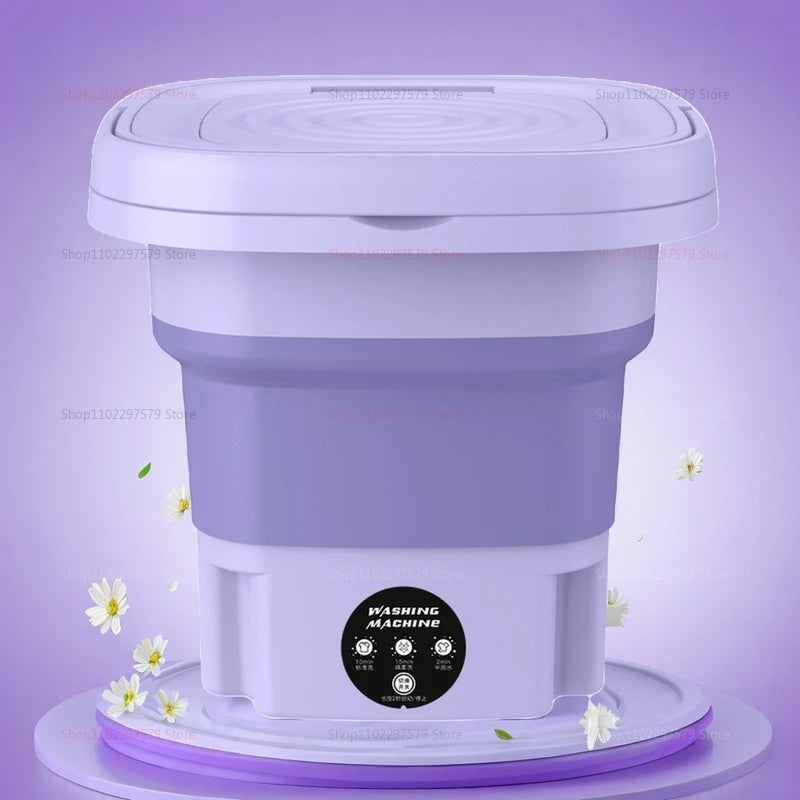 8L Portable Folding Washing Machine | Fully Automatic Mini Laundry Washer for Underwear, Baby Clothes & Dorm Use