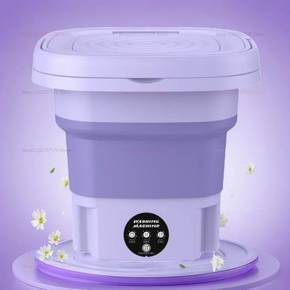 8L Portable Folding Washing Machine | Fully Automatic Mini Laundry Washer for Underwear, Baby Clothes & Dorm Use