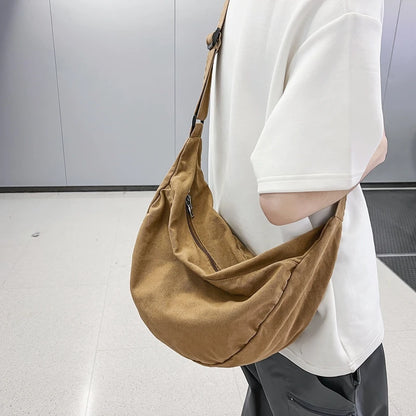 Solid Color Canvas Female Crossbody Bags For Women Large Capacity Shopping Messenger Bag Student Shoulder Bag Unisex School Bag