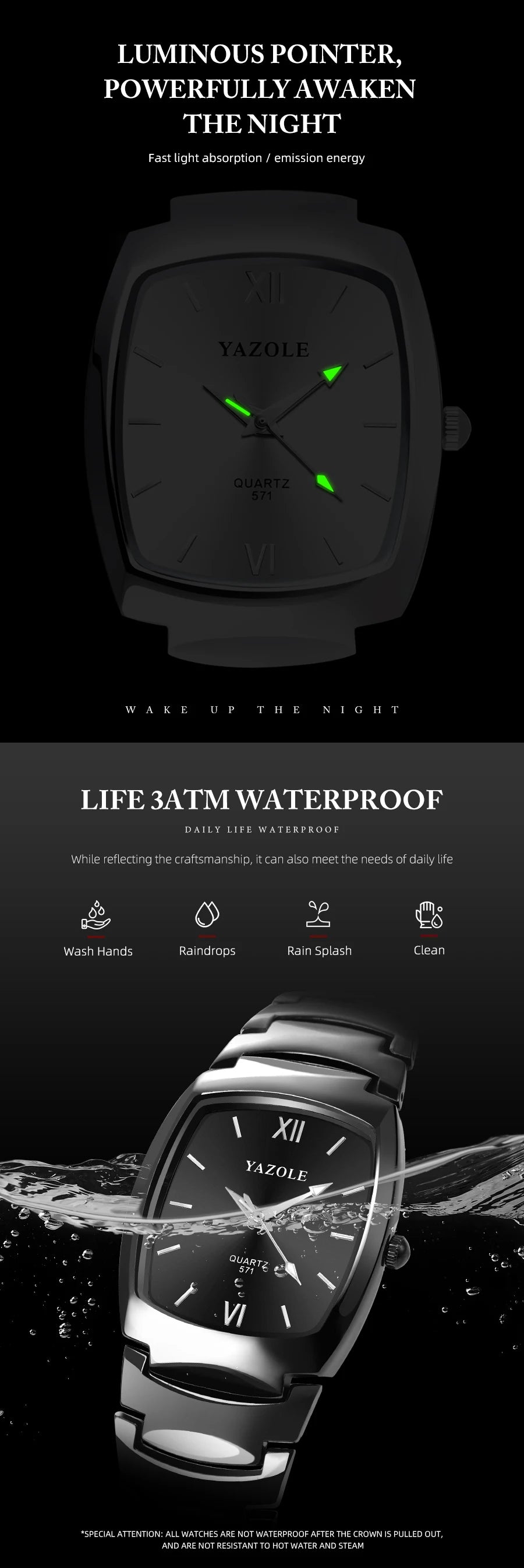 UTHAI Men's Watch Light Luxury Tungsten Steel Glow Waterproof Clock Couple Watches Women's Fashion Quartz Wristwatches Gift