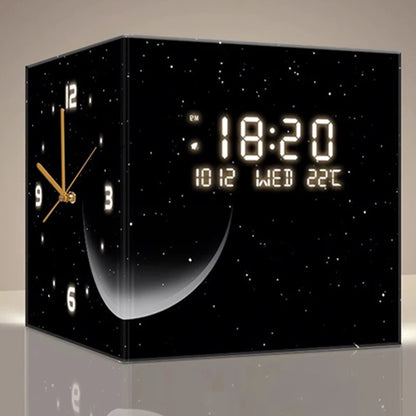 Modern Luxury Luminous Corner Wall Clock | Silent Digital Calendar Clock for Living Room & Bedroom Home Decor