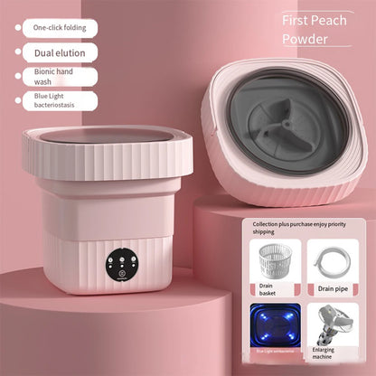 6L/11L Foldable Portable Washing Machine with Spin Dryer | Ultrasonic Mini Washer for Clothes, Underwear & Travel Use