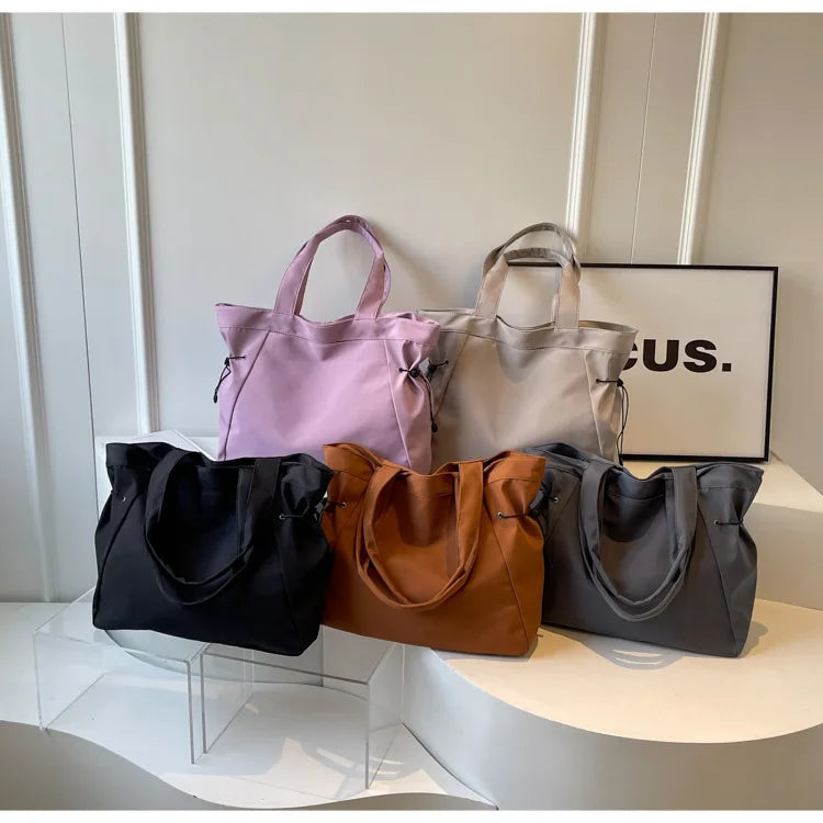 Casual Fashion Large Capacity Tote Bag Simple Travel Bag Women Large Shoulder Bag Aesthetic Handbags Drawstring Tote Handbag