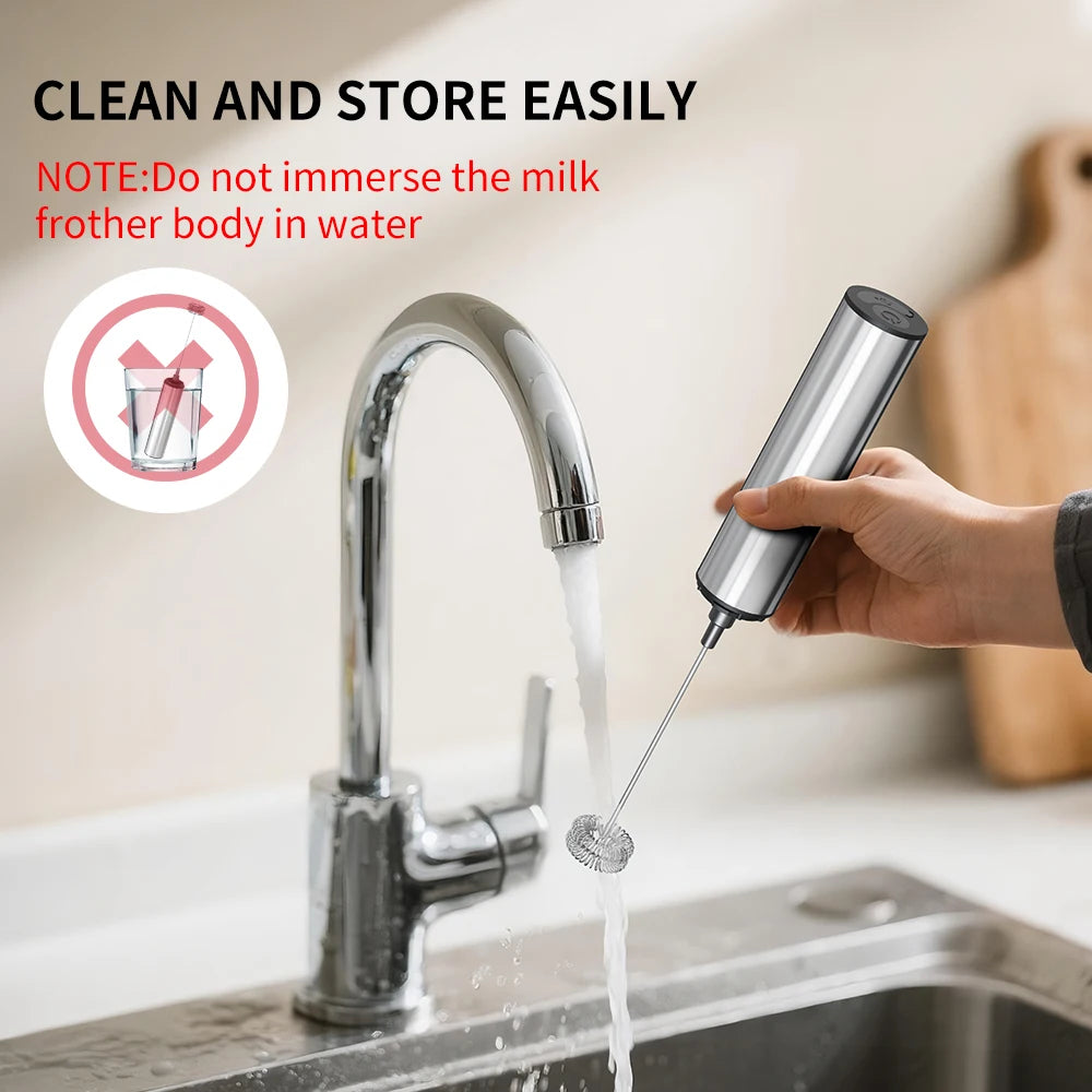 Powerful Handheld Milk Frother & Drink Mixer | Rechargeable Electric Whisk & Foam Maker for Coffee, Lattes & Eggs