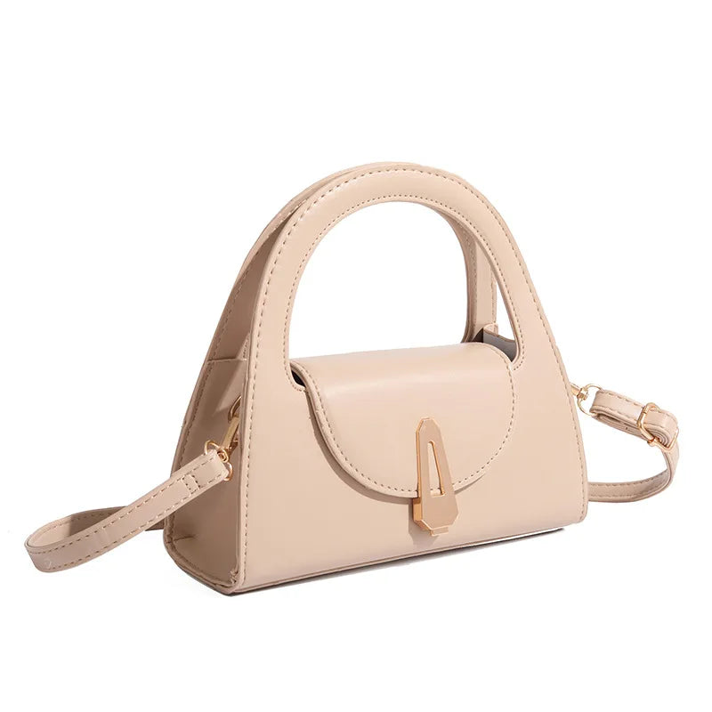 Ladies Flap Top-Handle Bags Versatile Commuter Crossbody Bag Fashion Retro Mini Bags Women Lock Shoulder Semi-circular Handbags