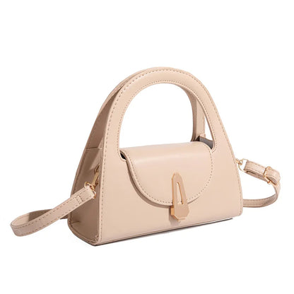 Ladies Flap Top-Handle Bags Versatile Commuter Crossbody Bag Fashion Retro Mini Bags Women Lock Shoulder Semi-circular Handbags
