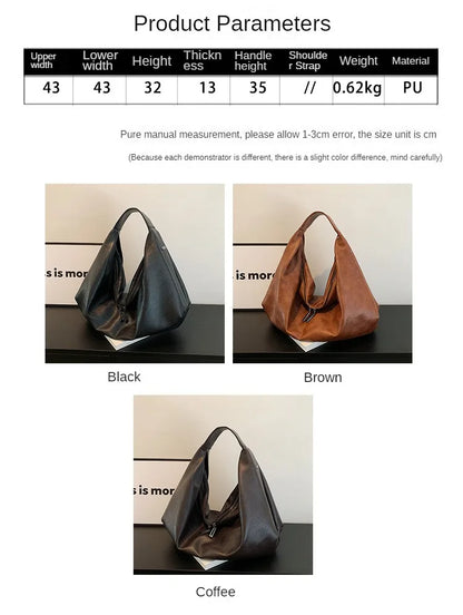 Big Black Shoulder Bags for Women Large Hobo Shopper Bag Solid Color Quality Soft Leather Crossbody Handbag Lady Travel Tote Bag