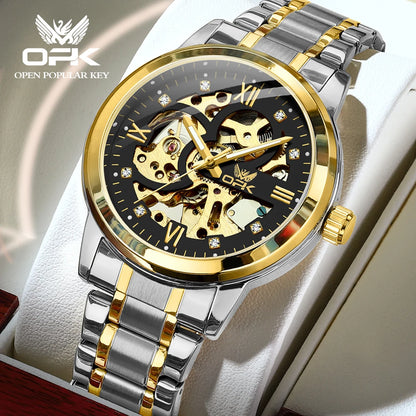 OPK 8165 Mens Watch Original Fashion Brand Luxury Watch Hollowing Watches For Men Waterproof Automatic Watch Mens Gifts Freebie