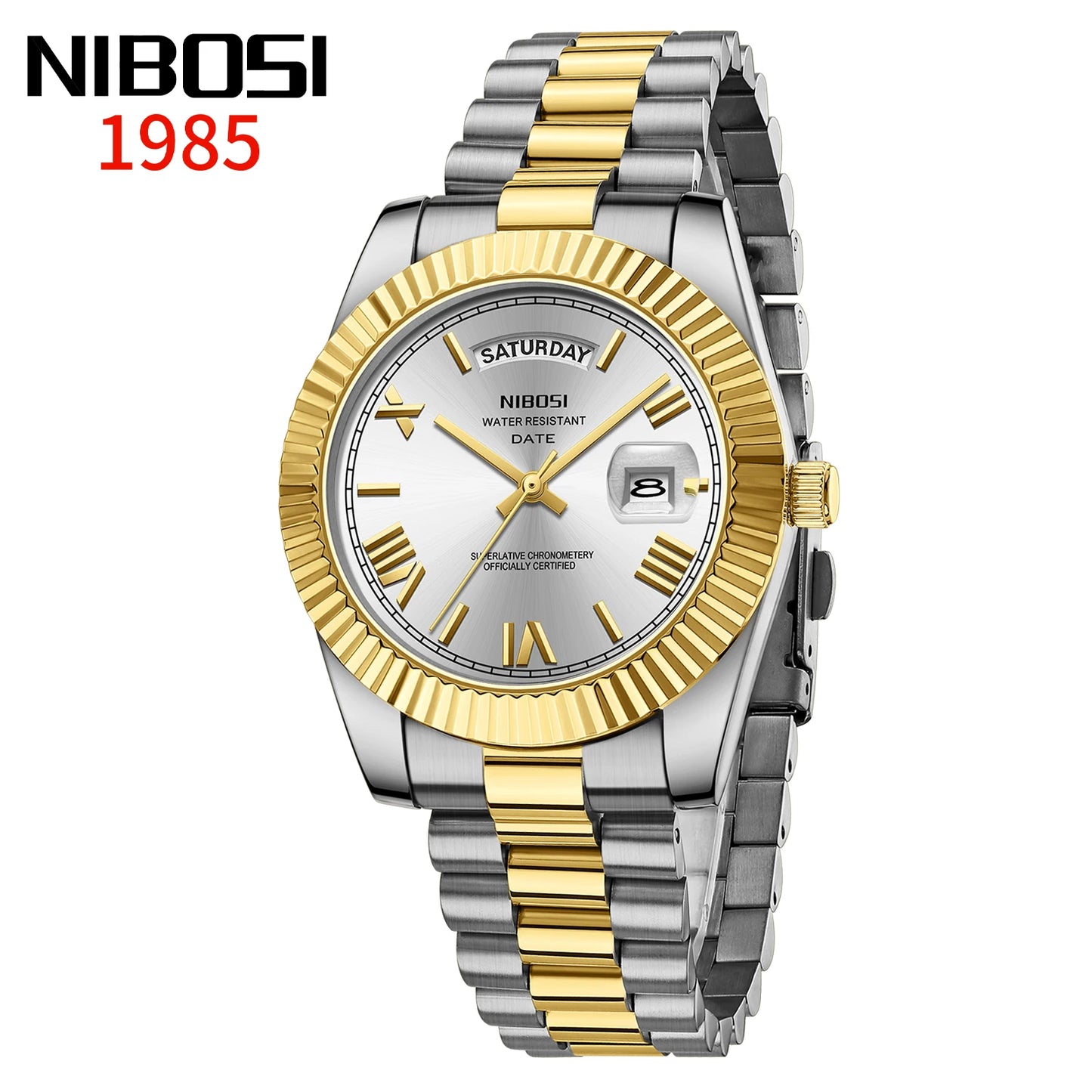 NIBOSI New Men Watch Brand Luxury Fashion Quartz Wristwatch Male Stainless Steel Waterproof Calendar Business Watches For Men