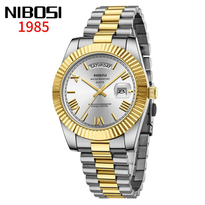 NIBOSI New Men Watch Brand Luxury Fashion Quartz Wristwatch Male Stainless Steel Waterproof Calendar Business Watches For Men