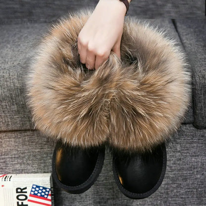 2024 Fur One Fox Hair Snow Boots Women'S Leather Low Short Tube Fashion Cowhide Snow Boots Women'S Short Boots