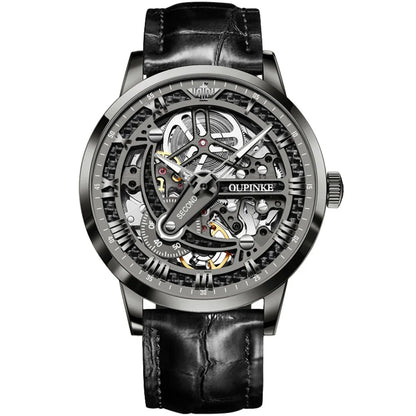 OUPINKE 3173 Men's Full Gold Watch Fully hollow out Waterproof top-level luxury automatic mechanical watch