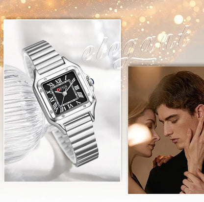OFNS 2025 New 1516 Square Couple Quartz Watch 3ATM Waterproof Mineral Glass Roman Scale Simple Fashion Watch for Men and Women