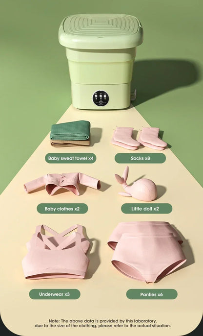 Mini Folding Washing Machine with Spin Dryer | Portable Laundry Washer for Underwear, Socks & Baby Clothes – Compact & Powerful