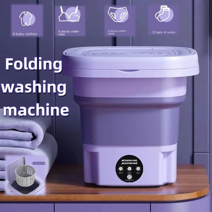 8L Portable Folding Washing Machine | Fully Automatic Mini Laundry Washer for Underwear, Baby Clothes & Dorm Use