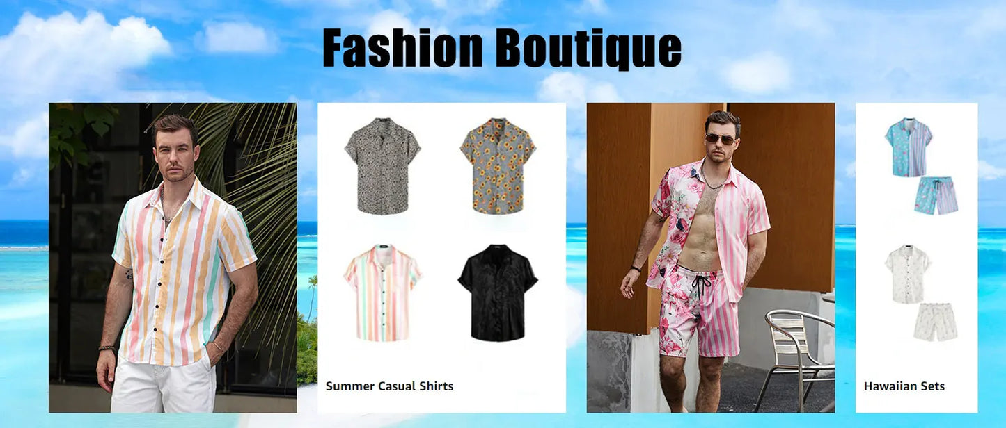 Summer Men's Solid Color Short Sleeve Shirt Set Lapel Button Front Shirt T Shirt Athletic Casual Shorts Set Hawaii Vacation Wear