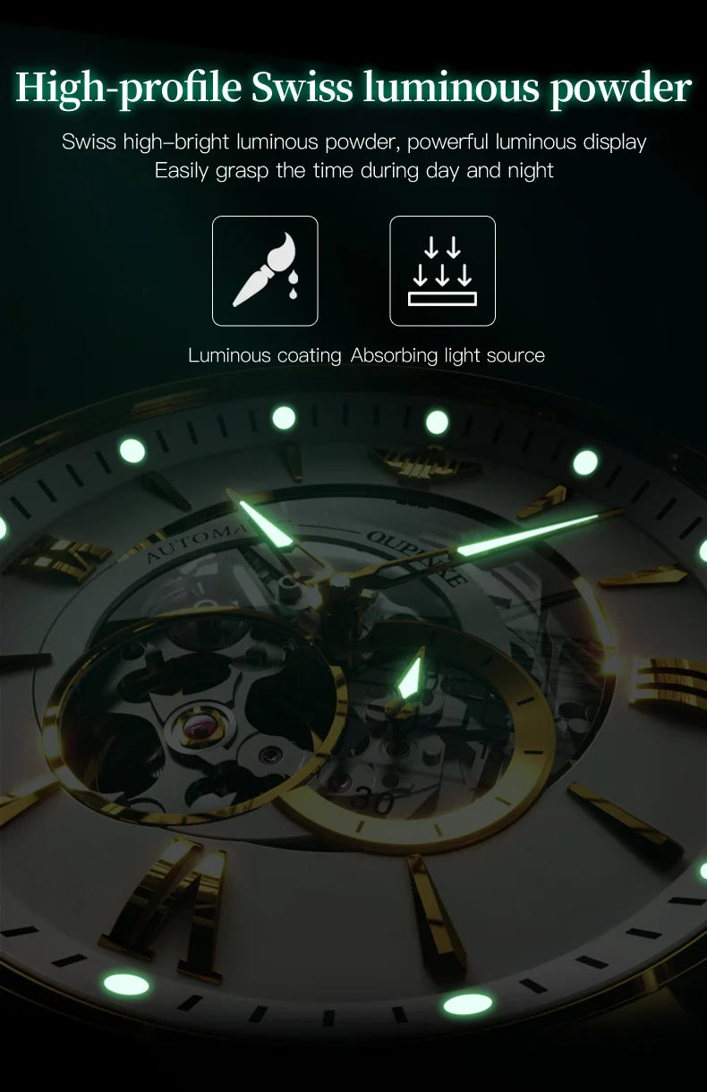 OUPINKE TOP Brand Japanese Imported Automatic Movement Watch for Men Waterproof Timing code Luxury Roman Scale Wristwatches