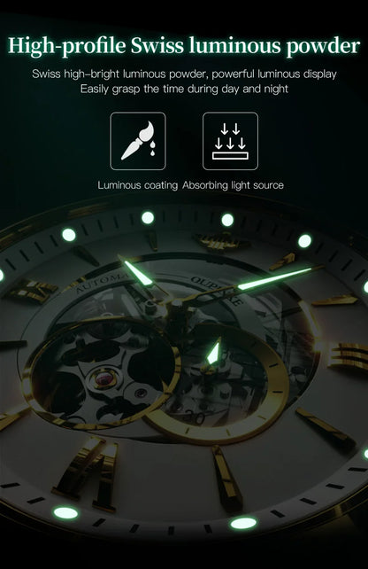 OUPINKE TOP Brand Japanese Imported Automatic Movement Watch for Men Waterproof Timing code Luxury Roman Scale Wristwatches