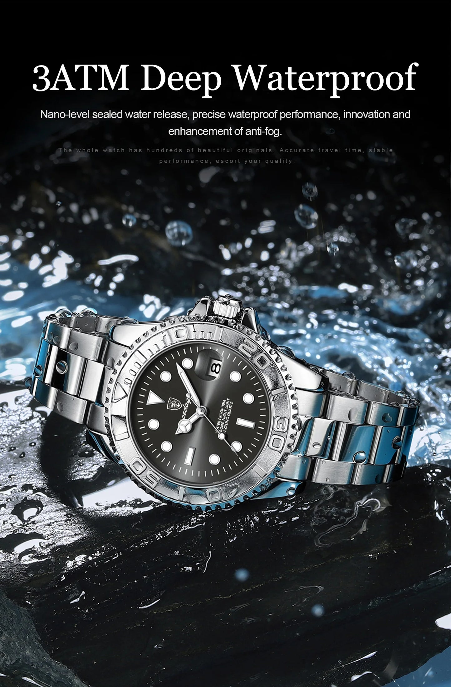 POEDAGAR Top Luxury Man Watch Waterproof Luminous Date Men Watch Stainless Steel Male Clock Sports Fashion Men's Quartz Watches