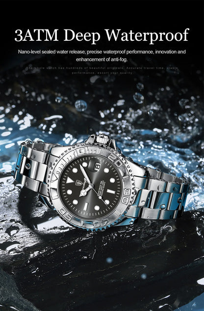 POEDAGAR Top Luxury Man Watch Waterproof Luminous Date Men Watch Stainless Steel Male Clock Sports Fashion Men's Quartz Watches