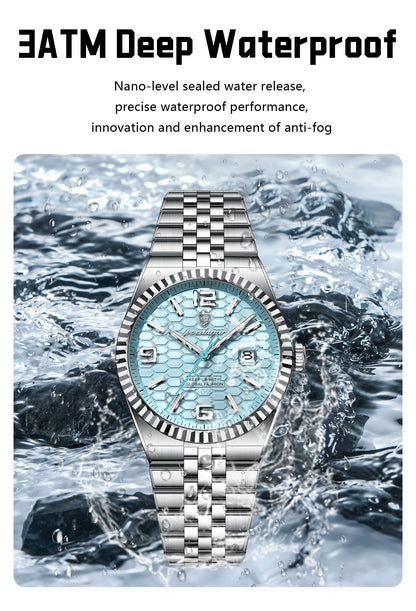 POEDAGAR High Quality Original Men Clock Waterproof Luminous Date Luxury Man Watch Stainless Steel Quartz Men's Watches Male+Box