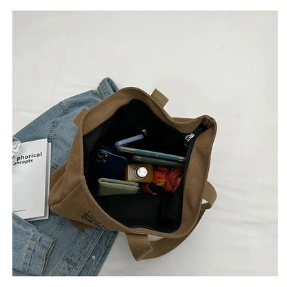 Women's Fashionable Canvas Tote Bag Spacious Durable Shoulder Bag with Zipper Closure Classic Design for Work