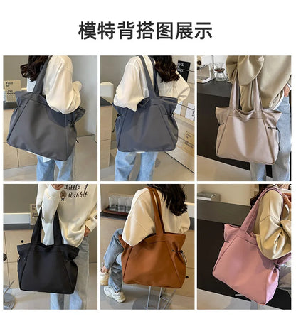 Casual Fashion Large Capacity Tote Bag Simple Travel Bag Women Large Shoulder Bag Aesthetic Handbags Drawstring Tote Handbag