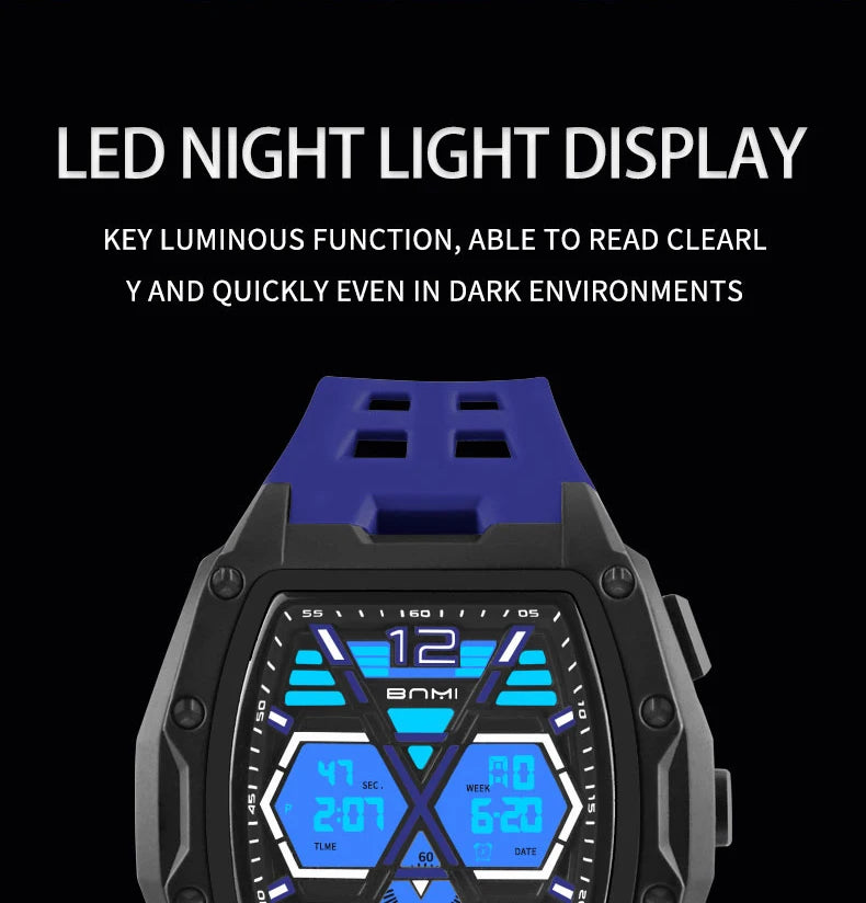 Multifunctional Sports Watches For Men Outdoor Waterproof Alarm Clock LED Digital Luminous Display Students Electronic Watch