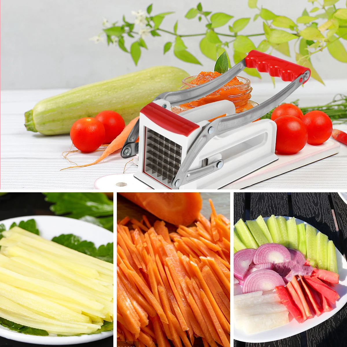 Vegetable Shredder Stainless Steel Potato Chips Maker Chopper French Fry Cutter Machine w 25/49 Holes Blades Manual Food Slicer