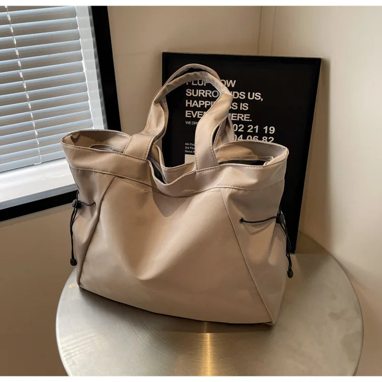 Casual Fashion Large Capacity Tote Bag Simple Travel Bag Women Large Shoulder Bag Aesthetic Handbags Drawstring Tote Handbag