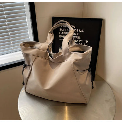 Casual Fashion Large Capacity Tote Bag Simple Travel Bag Women Large Shoulder Bag Aesthetic Handbags Drawstring Tote Handbag
