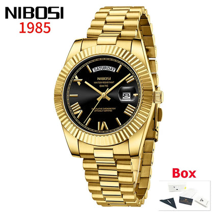 NIBOSI New Men Watch Brand Luxury Fashion Quartz Wristwatch Male Stainless Steel Waterproof Calendar Business Watches For Men