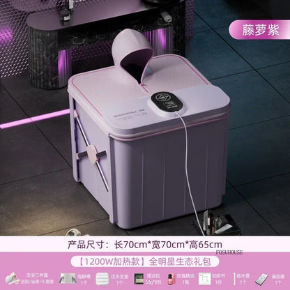 Villa Automatic Heating Folding Bath Bucket Full Body Sweat Steam Bath Barrel Constant Temperature Thickening Portable Bathtub H