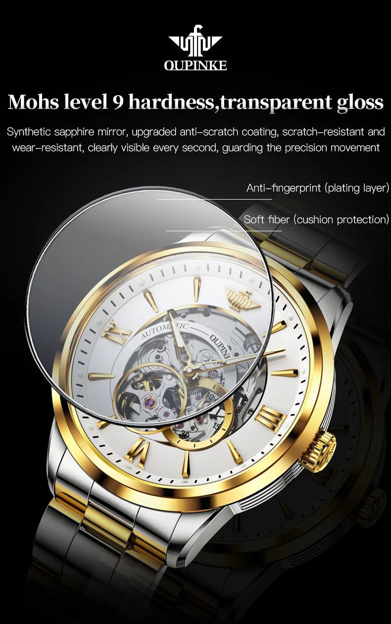 OUPINKE TOP Brand Japanese Imported Automatic Movement Watch for Men Waterproof Timing code Luxury Roman Scale Wristwatches
