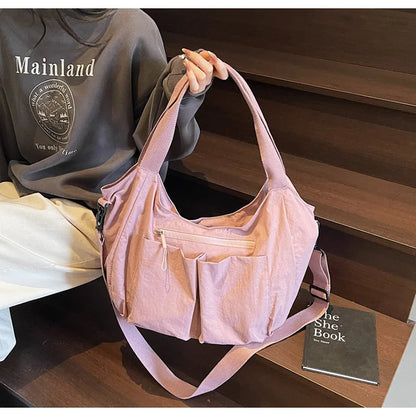 Summer New Large Capacity Crossbody Bag Nylon Fashionable Single Shoulder Handbag Women's Casual Tote Bag