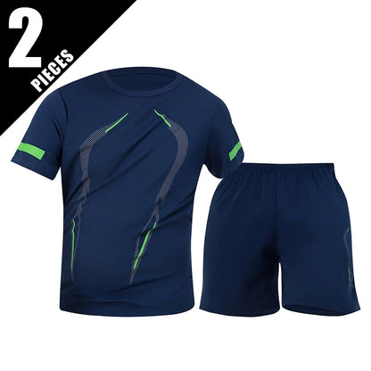 2/4/6 Pcs Plus Size Men's Quick-drying Short-sleeved Shorts Suit Men's Leisure Sports Running Fitness T-shirt Joker Shorts Teen