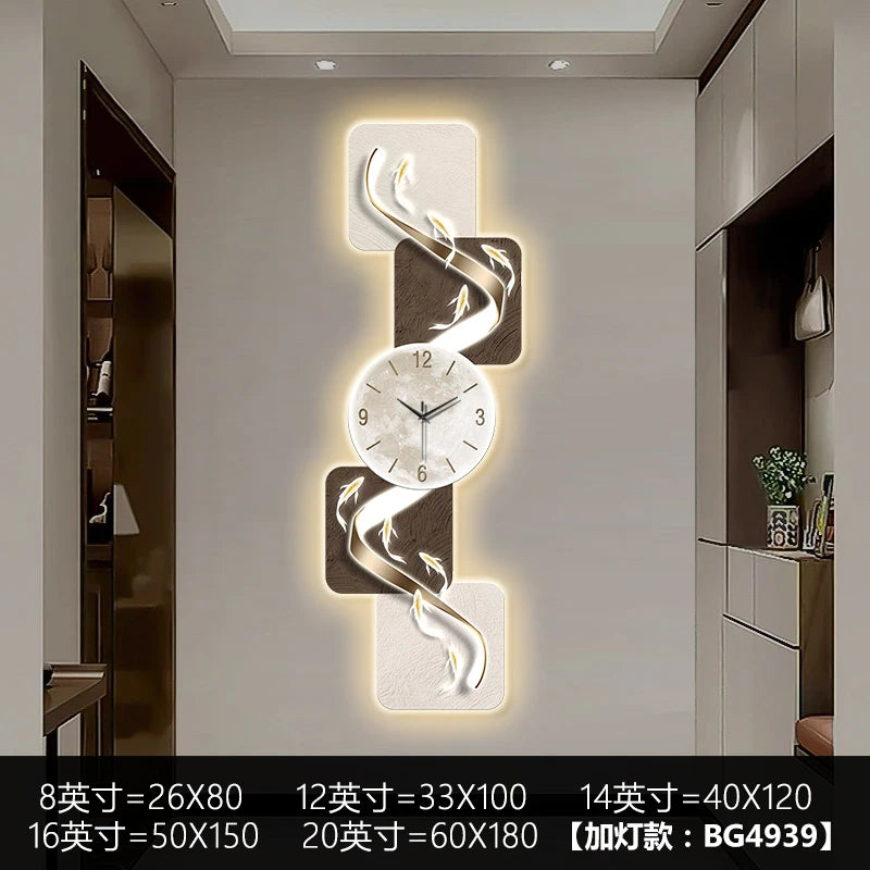 Modern Nine Fish LED Wall Clock | Artistic Silent Mural Clock with Luminous Design for Living Room & Home Decoration