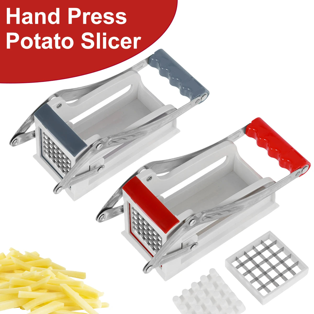 Vegetable Shredder Stainless Steel Potato Chips Maker Chopper French Fry Cutter Machine w 25/49 Holes Blades Manual Food Slicer
