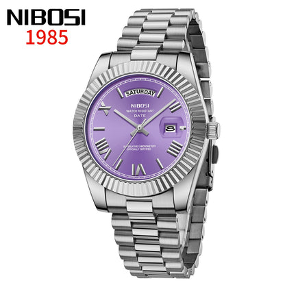 NIBOSI New Men Watch Brand Luxury Fashion Quartz Wristwatch Male Stainless Steel Waterproof Calendar Business Watches For Men