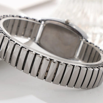 Barrel-Shaped Diamond-Encrusted Dual Calendar Week Men's Watch Week Fashion Casual Business Quartz Couple Watch One Man and One Woman