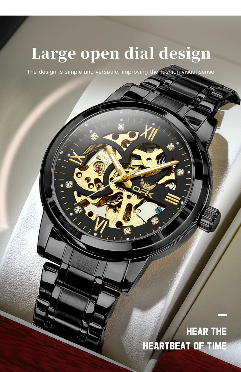 OPK 8165 Mens Watch Original Fashion Brand Luxury Watch Hollowing Watches For Men Waterproof Automatic Watch Mens Gifts Freebie