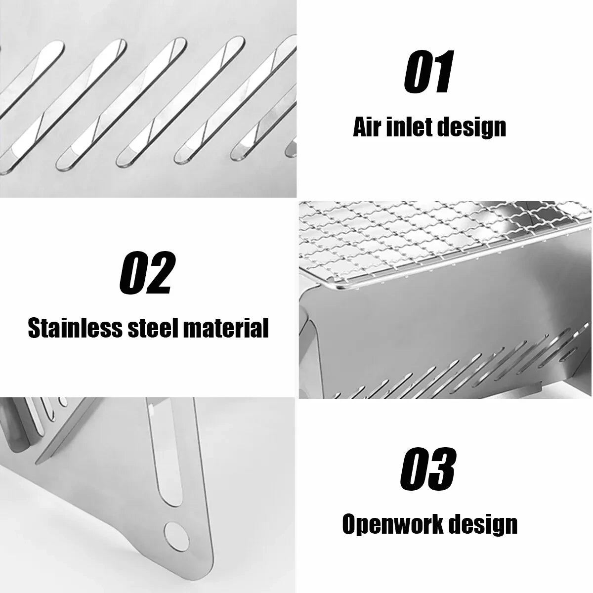 304 Barbecue Stove Household Barbecue Grill Mini brazier folding BBQ grill Charcoal Courtyard BBQ Portable Fire stove with Grill