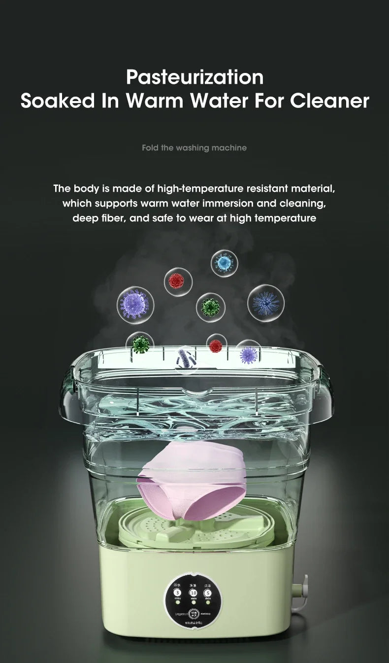 Mini Folding Washing Machine with Dryer | Portable Travel Laundry Washer for Socks & Underwear – 110V-240V (EU/US Plug)