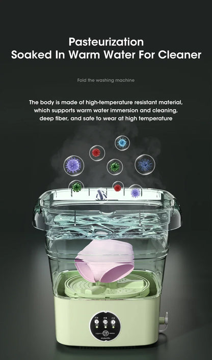 Mini Folding Washing Machine with Dryer | Portable Travel Laundry Washer for Socks & Underwear – 110V-240V (EU/US Plug)