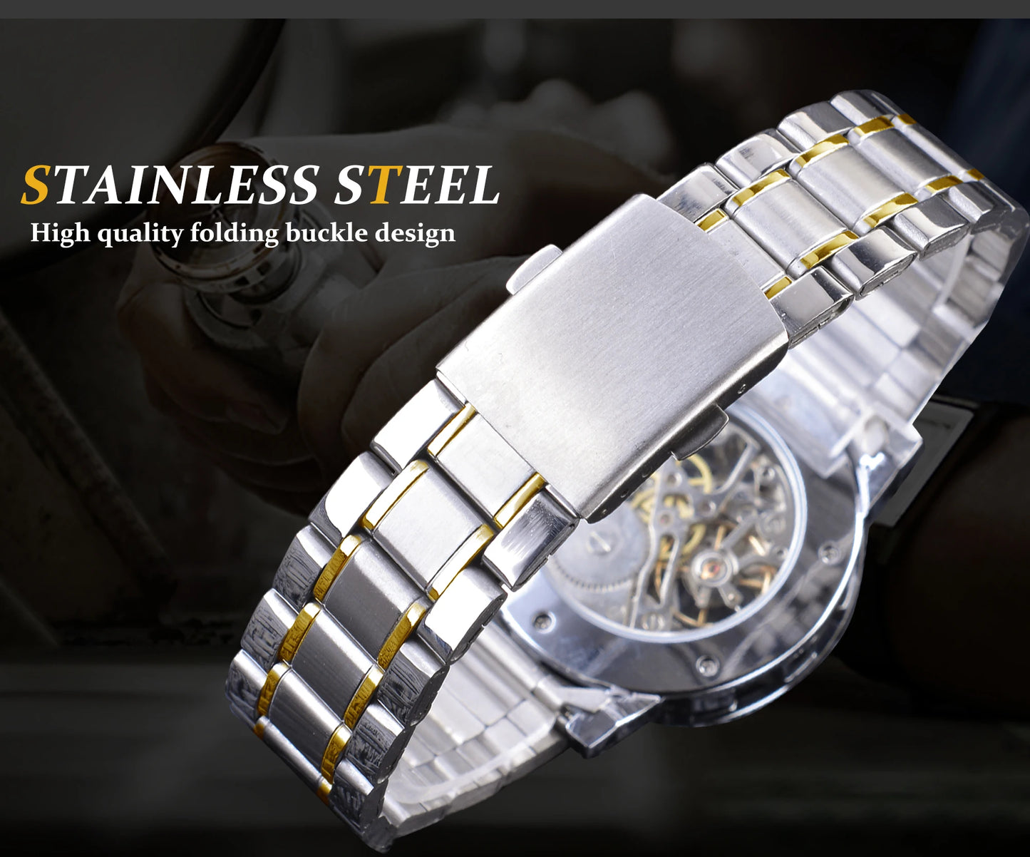 Winner Transparent Fashion Diamond Luminous Gear Movement Royal Design Men Top Brand Luxury Male Mechanical Skeleton Wrist Watch